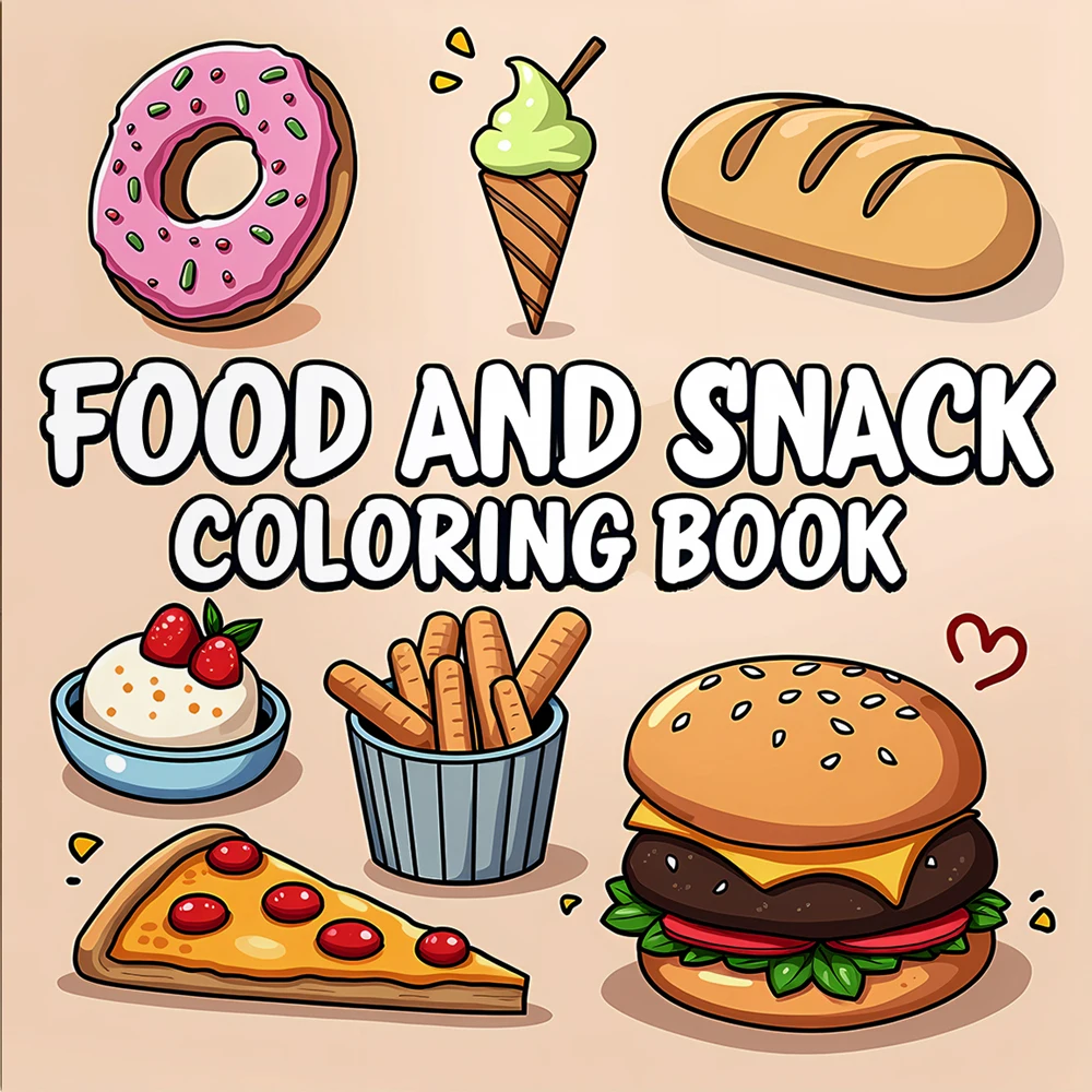 FOOD AND SNACK Malbuch für Erwachsene, kräftige und einfache Getränke und Desserts, süßes Kinder-Zeichenbuch für perfektes Geschenk zum Geburtstag