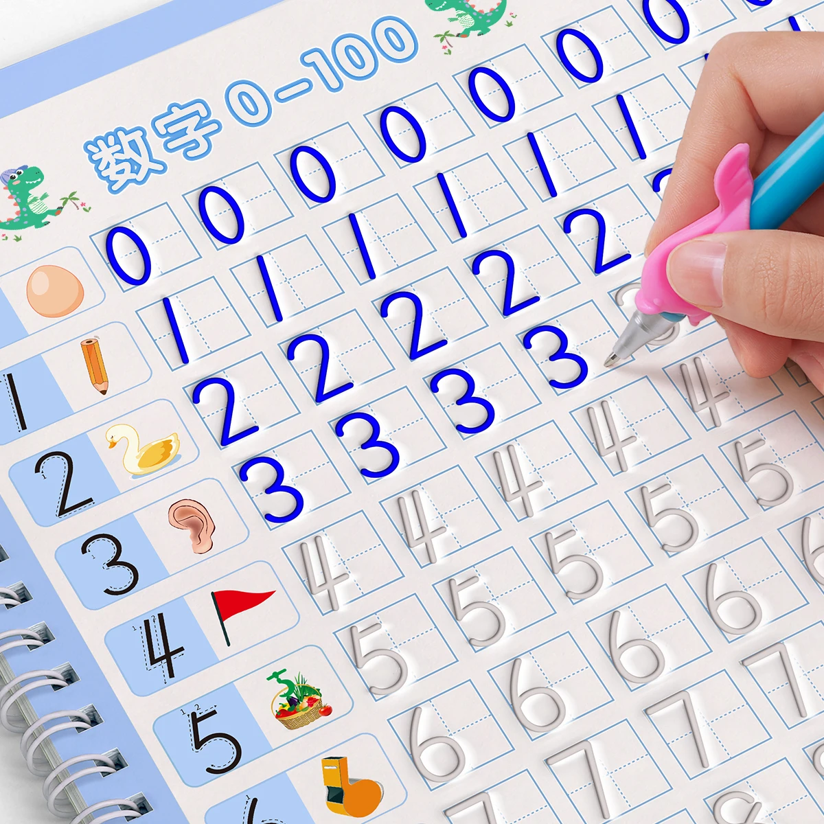 Magisches Übungsbuch für Kinder, wiederverwendbares 3D-Gekanntes Buch, spurloses Alphabet, Zahlen, Zeichnen und Mathe-Arbeitsbuch Image