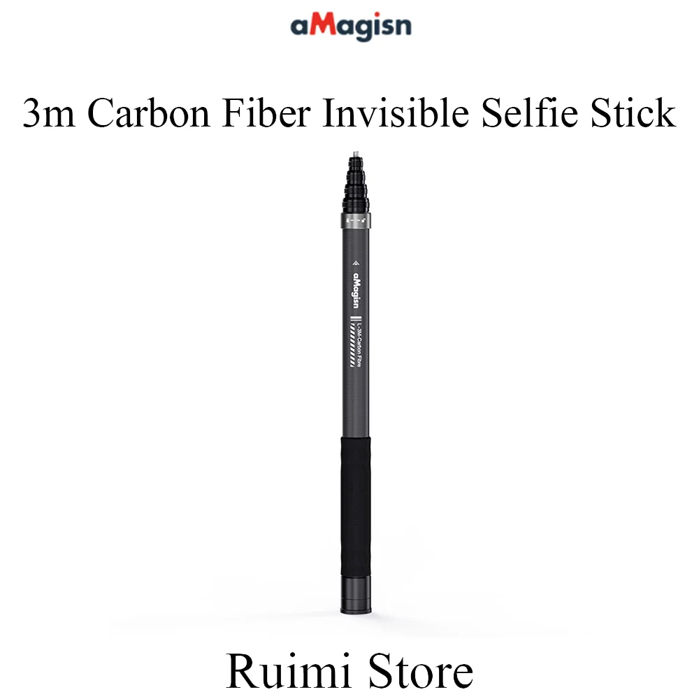 aMagisn 3 m unsichtbarer Selfie-Stick, erweitertes Einbeinstativ aus Kohlefaser, 118 Zoll, für Gopro Max Insta360 X3 X4 X5 DJI Osmo 360 Zubehör Image