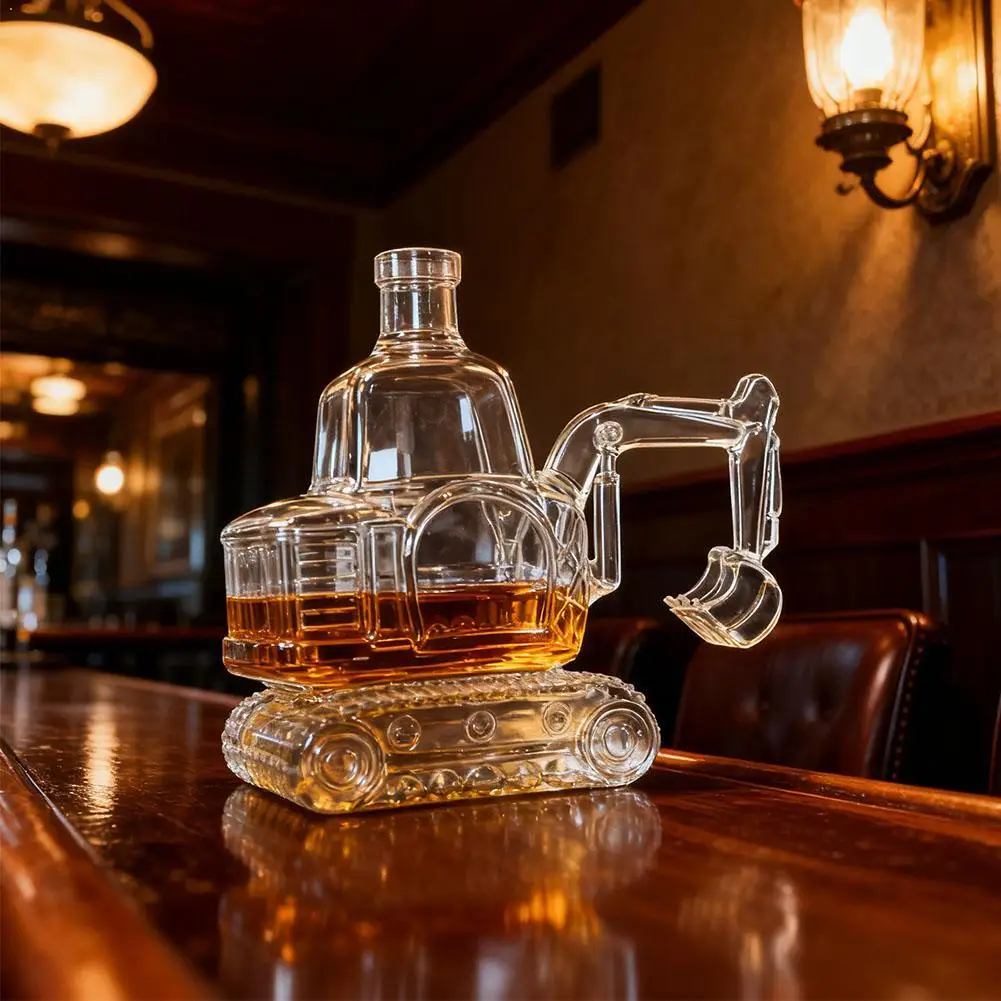 Bagger Whiskyflasche Bagger 3D Bagger Whisky Weinflasche Neuheit handgeschnitzt leere Weinaufbewahrung handgefertigte Dekoration Image