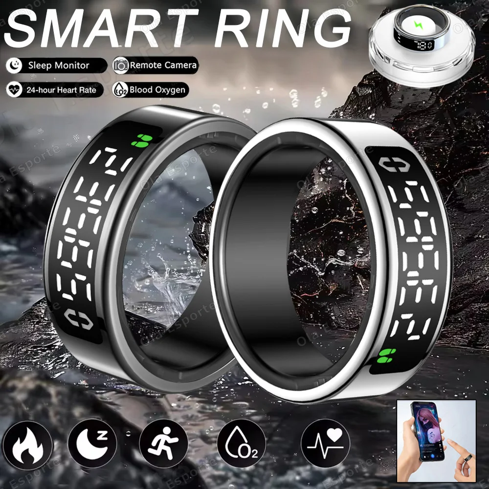2026 Smart Ring mit kabellosem Laden, LED-Display, Herzfrequenz- und Blutsauerstoffmessung, wasserdicht, Multi-Sportmodus, Smartring Image