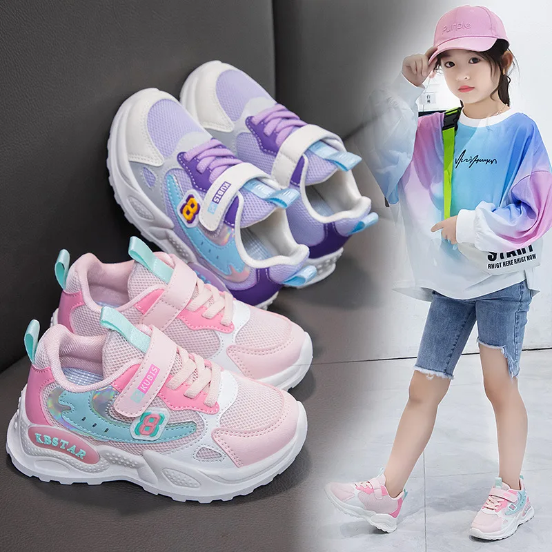 Mädchen Sportschuhe Kinder Laufschuhe Rosa Atmungsaktives Luftnetz Herz Süße Sneakers Niedliche Klettverschluss Kinderschuhe