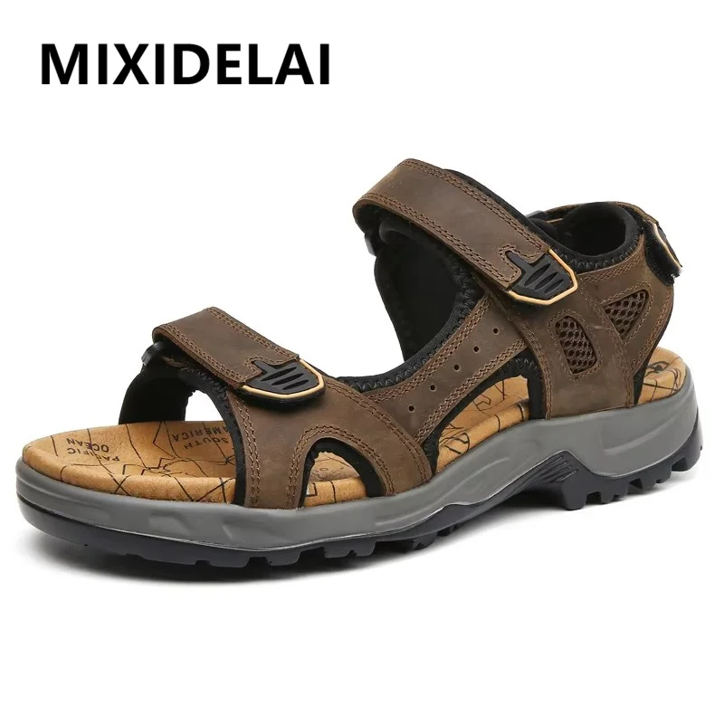 Sommer Herren Schuhe Weiche Atmungsaktive Herren Sandalen Echtes Leder Outdoor Sandalen Männer Römischen Sommer Strand Sandalen Große Größe 38-46