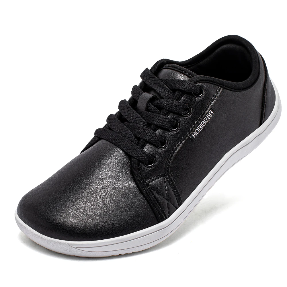 HOBIBEAR Minimalistische Schuhe für Herren und Damen, breite Zehenpartie, Barfuß-Null-Drop-Schuhe, lässige, leichte Wanderschuhe aus Kunstleder Image