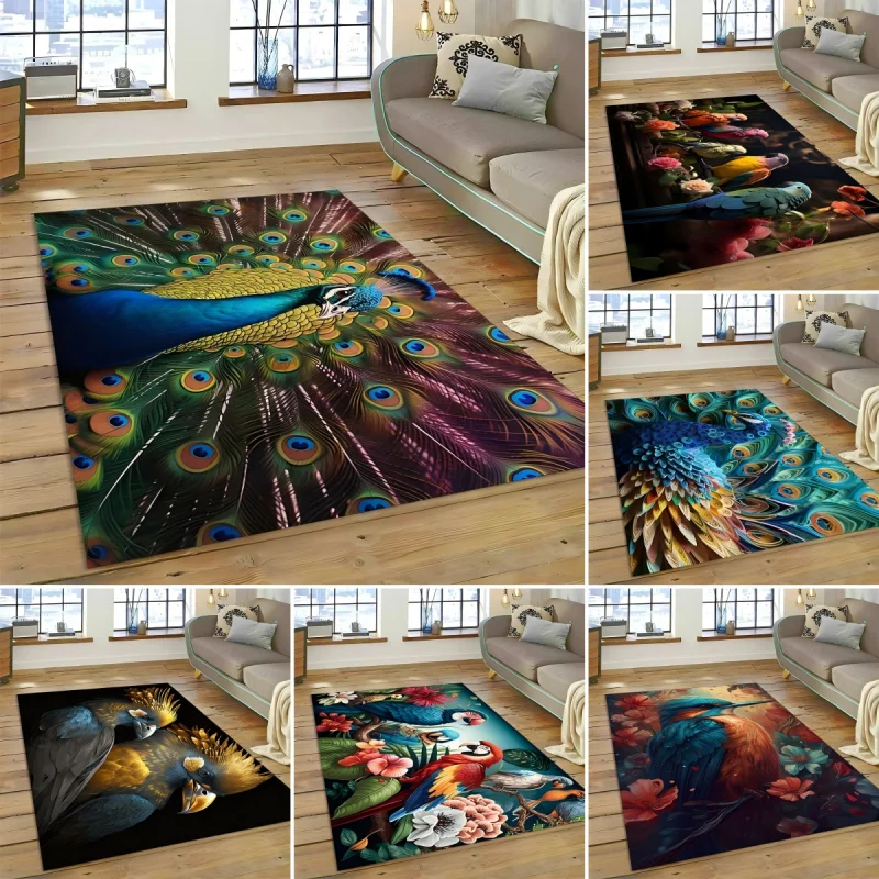 Niedlicher Traumvogel, Papagei, Pfauenteppich, Wohnzimmer, Badezimmer, Dekor, Teppich, mechanisch, waschbar, rutschfeste Bodenmatte, Eingangs-Fußmatte Image