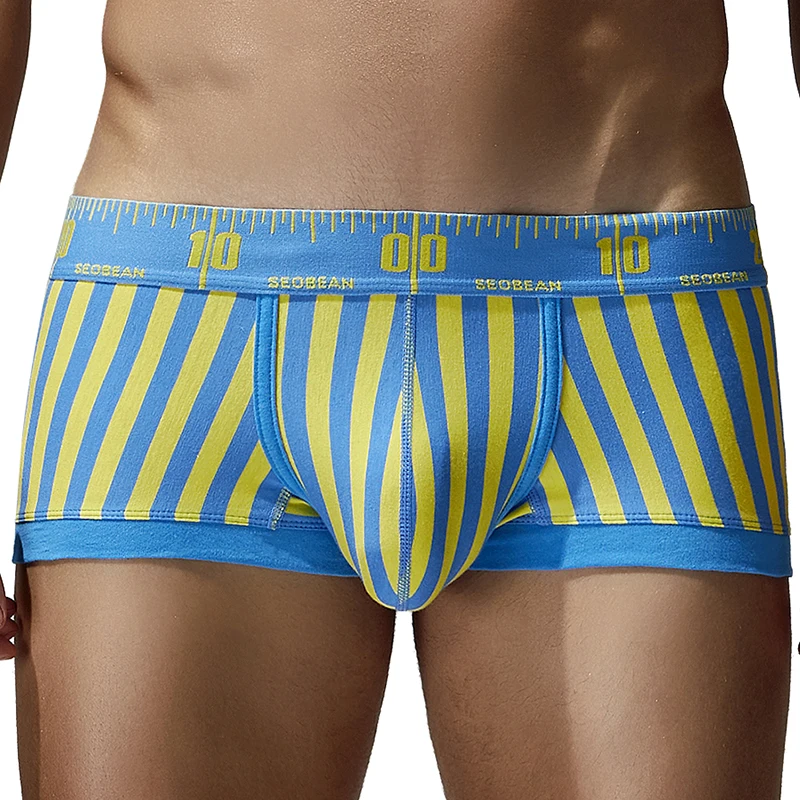 Herrenunterwäsche mit flachem Winkel aus Baumwolle, schmale Passform, niedrige Taille, bequeme und atmungsaktive Streifen, modisch und jugendlich Image