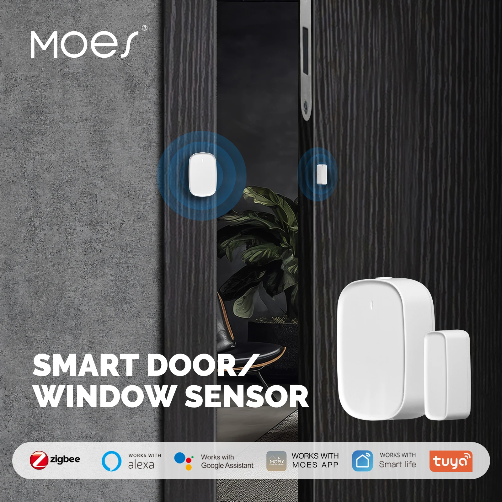 MOES Tuya ZigBee Smart Fenster Tür Tor Sensor Detektor Smart Home Sicherheit Alarm System Smart Leben Tuya App Fernbedienung Image