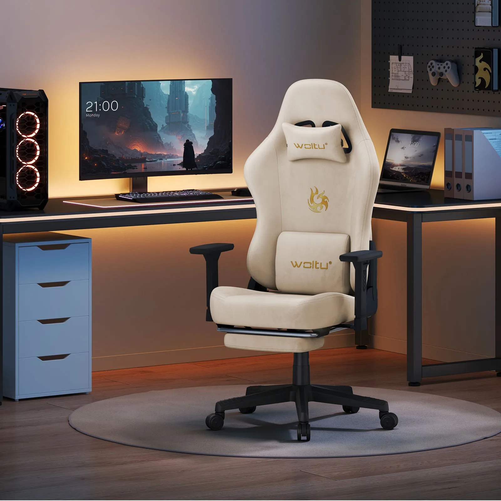 WOLTU Gaming Chair Ergonomic Computer Office Chair with 3D Armrests Adjustable Backrest Desk Swivel Chair Image
