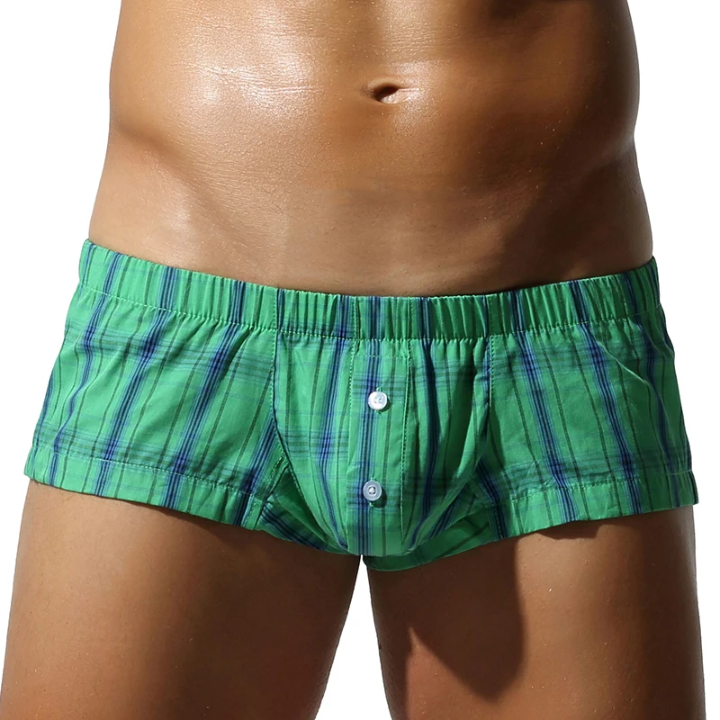 Herrenunterwäsche, Aro-Hosen, Pyjamas, Heimkleidung, reine Baumwolle, Knopfföffnung, niedriger Taillenstil, sexy lässige Shorts mit flachem Bein Image