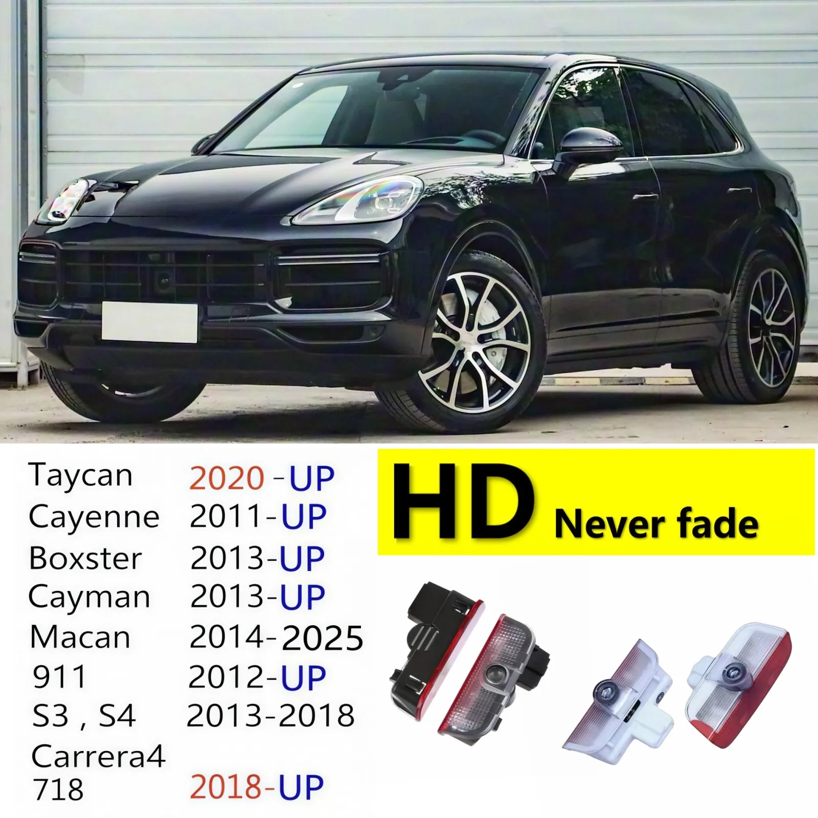 HD Für Porsche Macan 95B Cayenne 92A MK2 957 958 Boxster 718 T 911 S4 Cayman Led Auto Tür Projektor willkommen Licht Höflichkeit Lampe Image