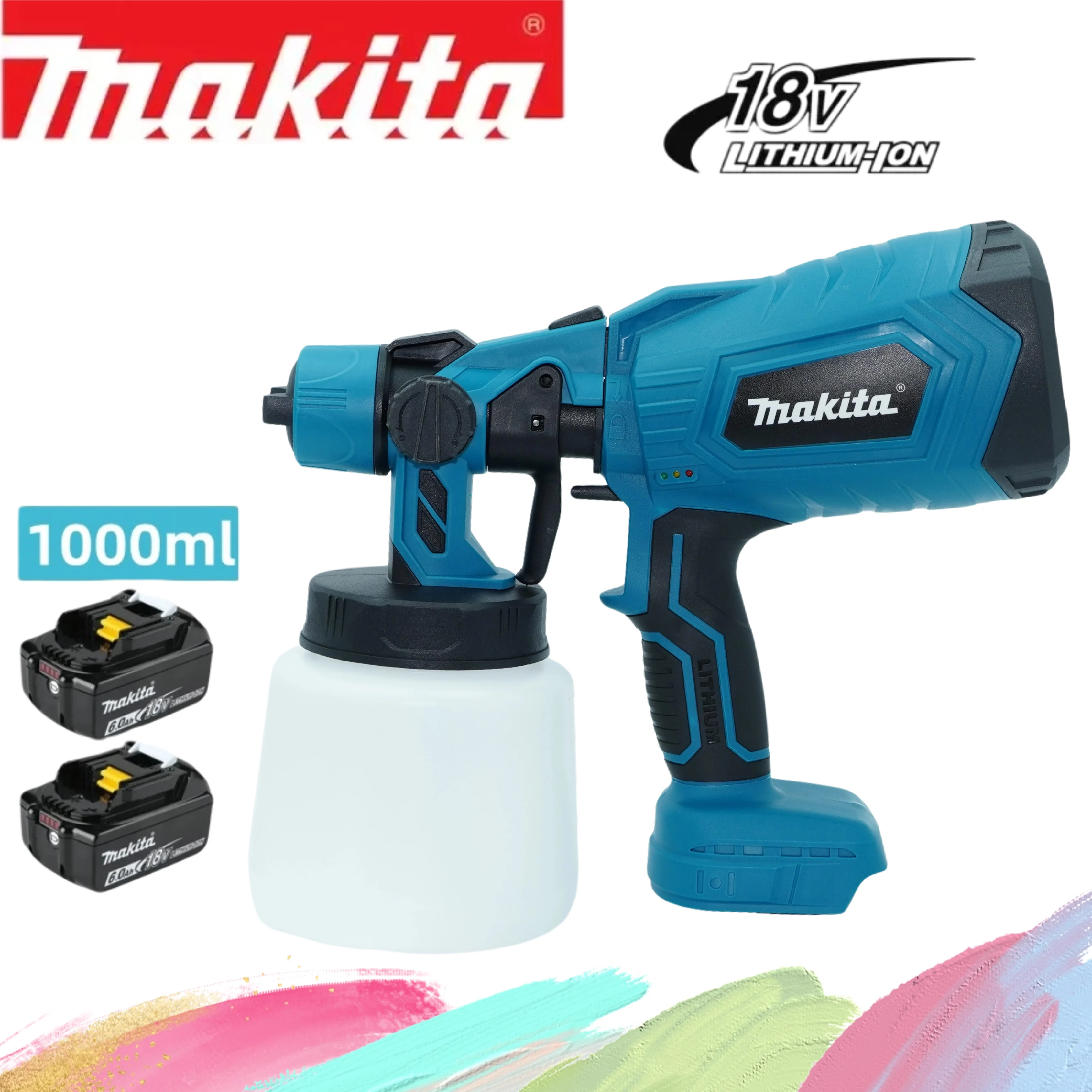 Elektrische Farbspritzpistole für Makita BL1860 18V Akku 1L Kabelloses tragbares Farbsprühgerät-Set Auto-Möbel-Spritzlackierwerkzeug Image