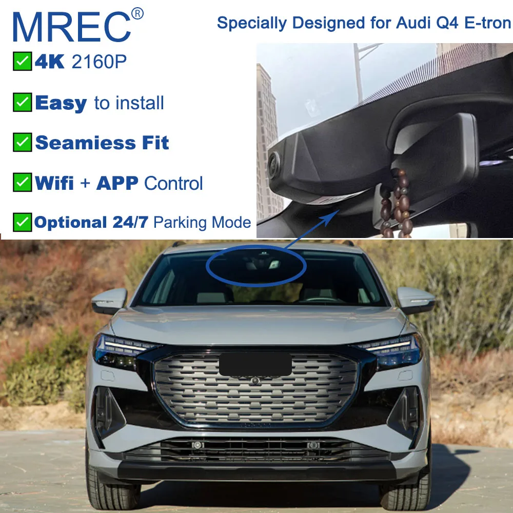 MREC Dash Cam Auto Kamera Loop Aufnahme OEM Wifi 4K Vorne Hinten APP Control Plug & Play Parkplatz Überwachung für Audi Q4 E-tron Etron Image