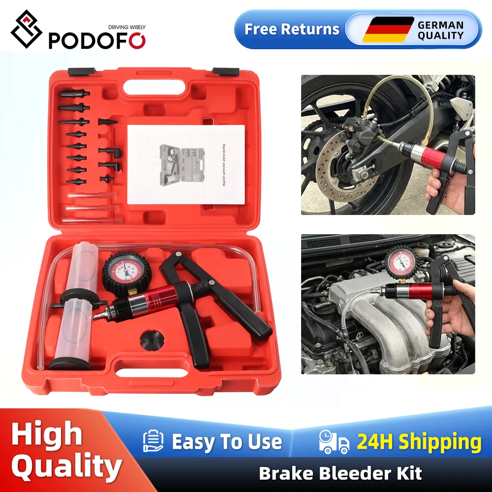 Podofo Auto Vakuumpumpe Tester Detektor Auto Handheld Vakuum Entlüfter Flüssigkeit Extractor Hauptzylinder Entlüfter Für Auto Diagnose Image