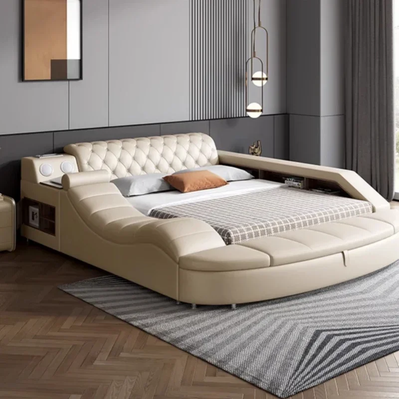 Premium-Bett aus Weichholz mit Intelligenter Aufbewahrung Luxusbett Doppelbett mit Kopfteil Image