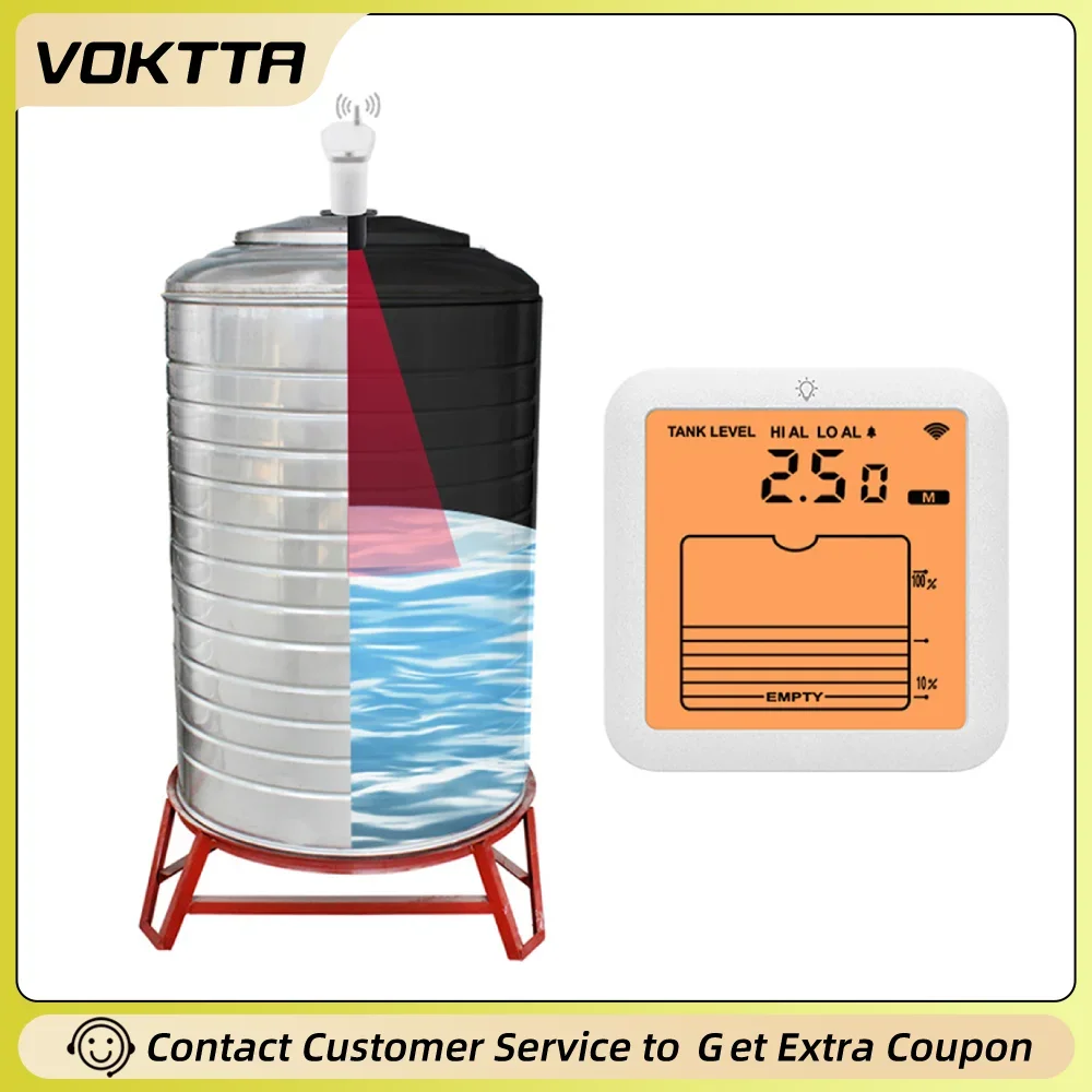 TS-FT007 Digitales Wasserstandsmessgerät für Wassertank, Ultraschall-Flüssigkeitsstandsanzeige, Flüssigkeitsstand, hoher und niedriger Alarm, IP65 Wasserstand Image