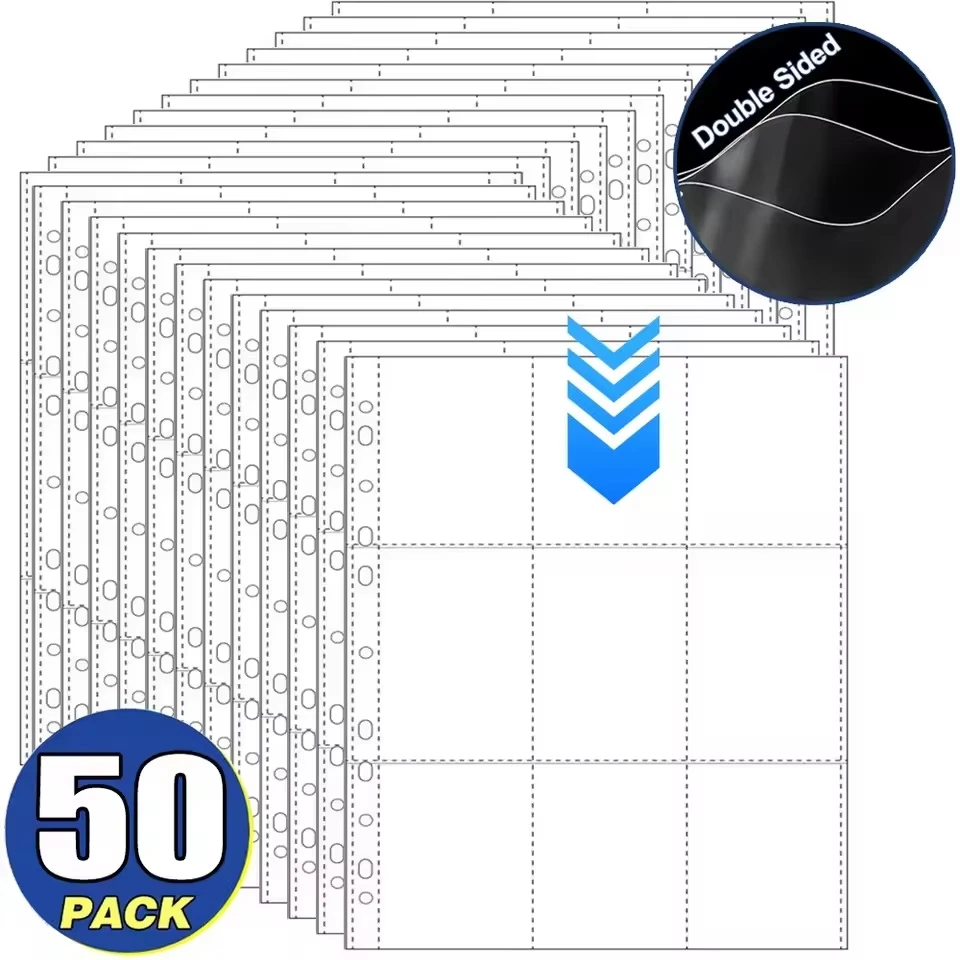 A4-Größe 9-Fach Sammelkarten-Hüllen Doppelseitiges Aufbewahrungsalbum Ringbuch-Seiten Kartensammelhalter Idol-Fotoalben Image