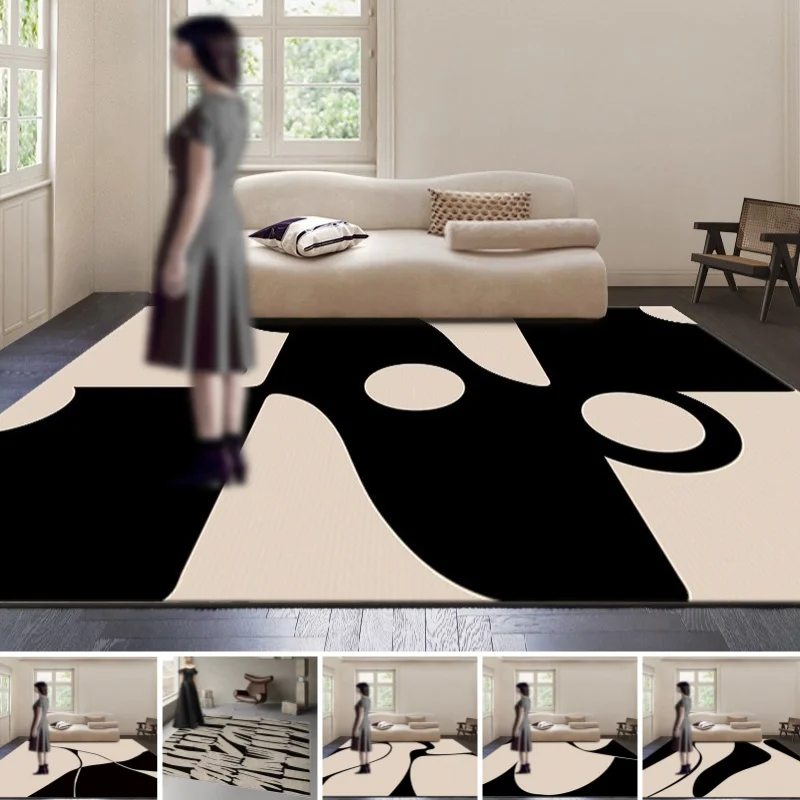 Schwarz weiß Kunst Teppiche für nordische Zuhause Wohnzimmer Dekor Kinder kriechen Spiel matte Küche rutsch fest wasch bar modernen Boden teppich Image