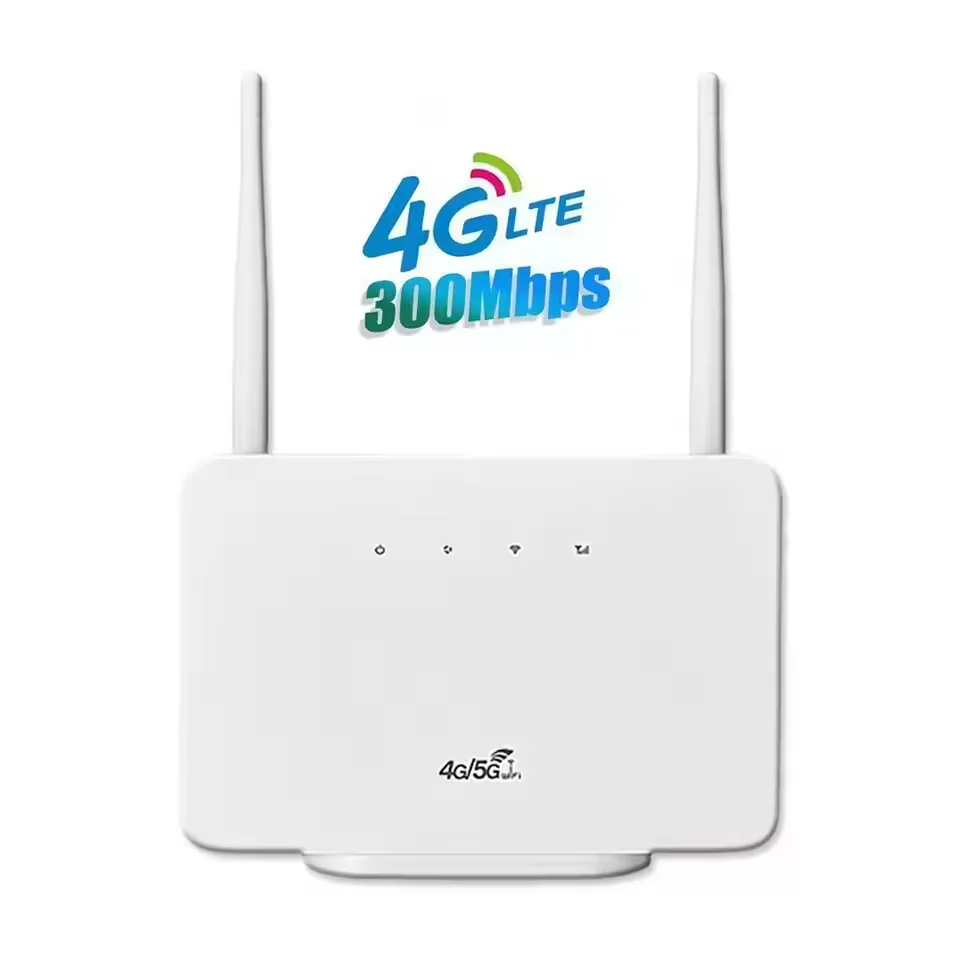 WLAN-Router 300Mbps 4G LTE Drahtloser Router Modem 2 Externe Antennen mit SIM-Kartensteckplatz EU-Stecker Drahtloser Hotspot für Zuhause und Büro Image