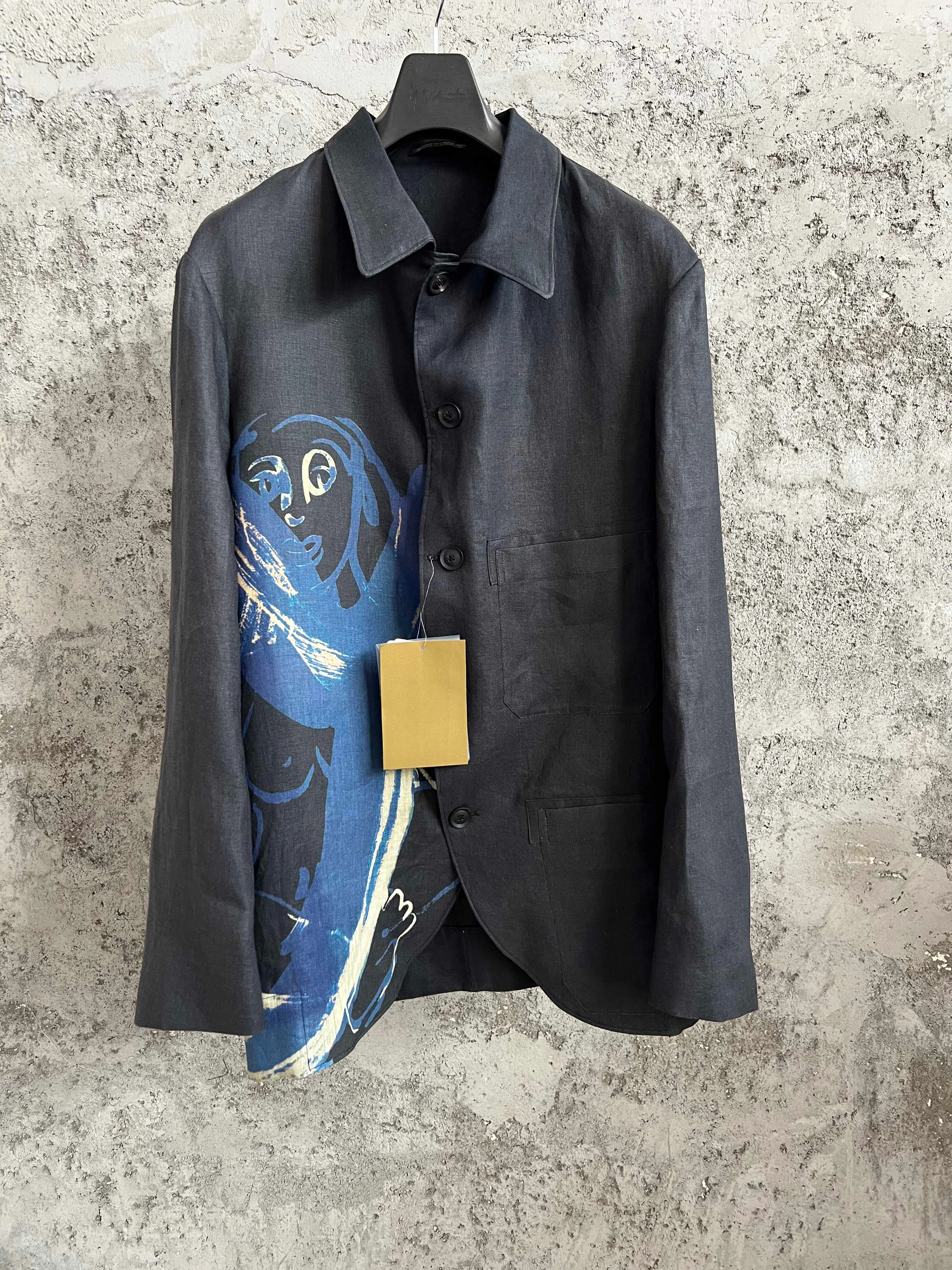 TOP-YAMAMOTO Paris Fashion Show bedruckte Leinenjacke Herrenanzug Internet Celebrity