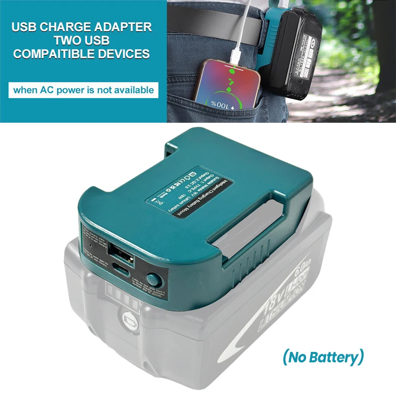 Batteriehalter für Makita 18V mit USB mit Typ-C für Makita Akku BL1840 BL1850 BL1860 Ladegerät Adapter Schnellladung Image