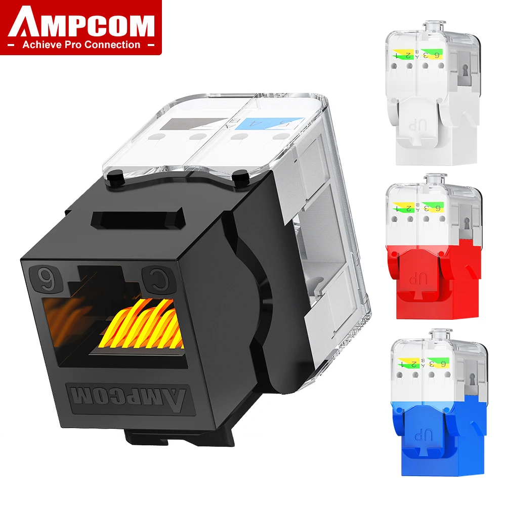 AMPCOM Cat 6 werkzeugloser RJ45 Keystone Jack, CAT6a Cat6 werkzeugloser RJ45 UTP Keystone Jack, Modulkoppler ohne Einstechwerkzeug Image