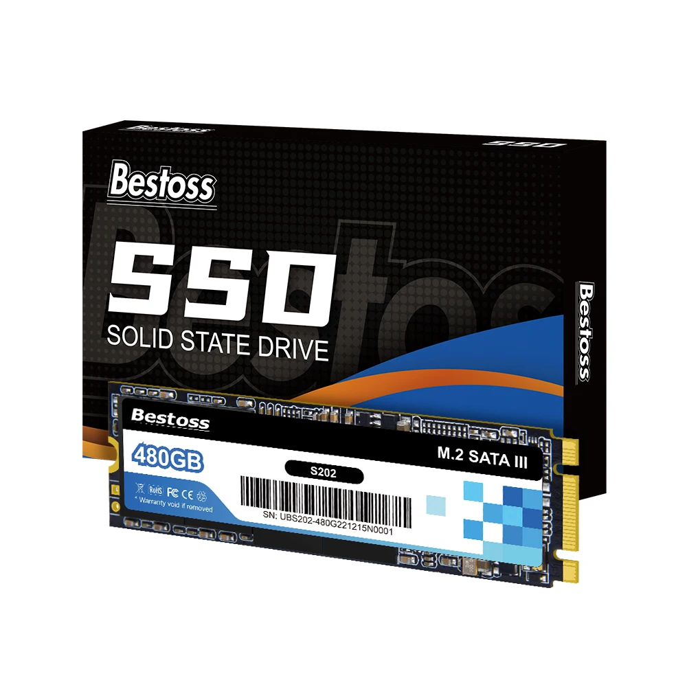 Bestoss M.2 SATA III SSD 2280 128 GB 256 GB 512 GB 1 TB interne Solid-State-Festplatte M2 SSD-Laufwerk für Laptop-PC-Desktop Image