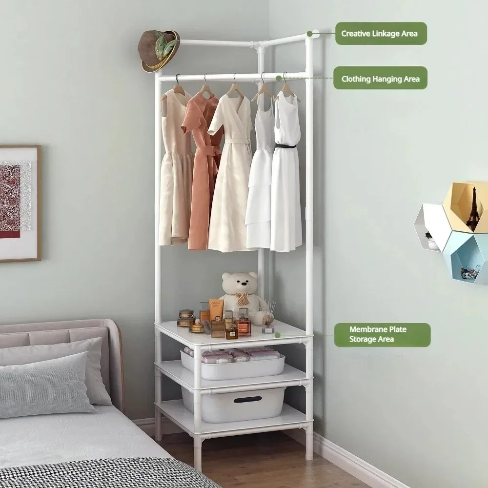 Schlafzimmer Ecke Kleidung Rack Multi-Schicht Nachttisch Kleidung Mantel Racks Einfache Haushalt Schlafzimmer Boden Stehen Kleiderbügel Regal Image