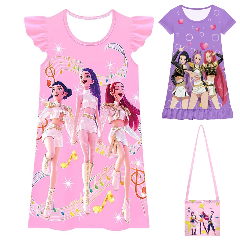 Kpop Dämon Jäger Cartoon Sommer Kinder Pyjamas Zoey Kleid Mädchen Prinzessin Kleid Nachtwäsche Mädchen Nachthemden Party Pyjamas Kleidung Image