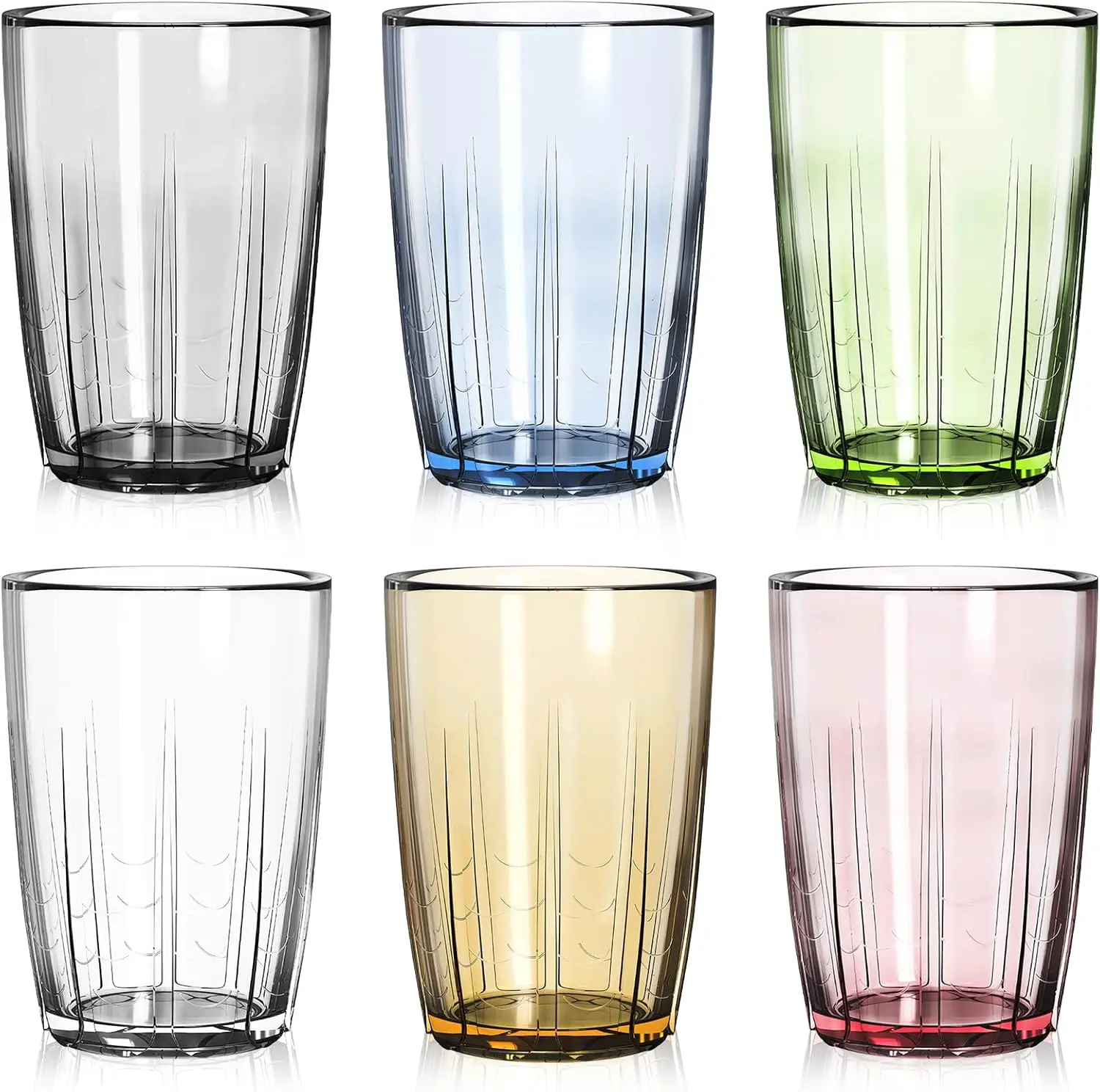 Unzerbrechlicher Becher aus Kunststoff, 6er-Set wiederverwendbare Trinkbecher aus Acryl, stapelbarer Getränkebecher für Saft, Limonade, Eiskaffee Image