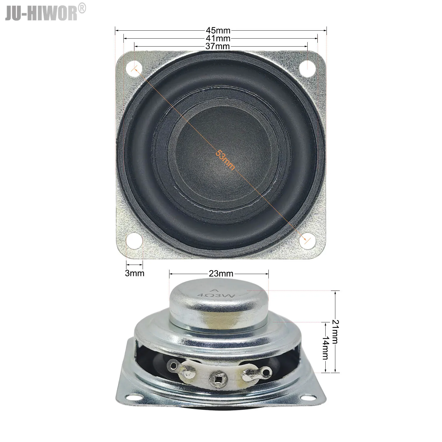 2PCS 4Ohms 3W 45mm Quadrat 16mm Kern Dual Neodym Magnetische 21mm Dicke 1,75 zoll Bluetooth Lautsprecher Image