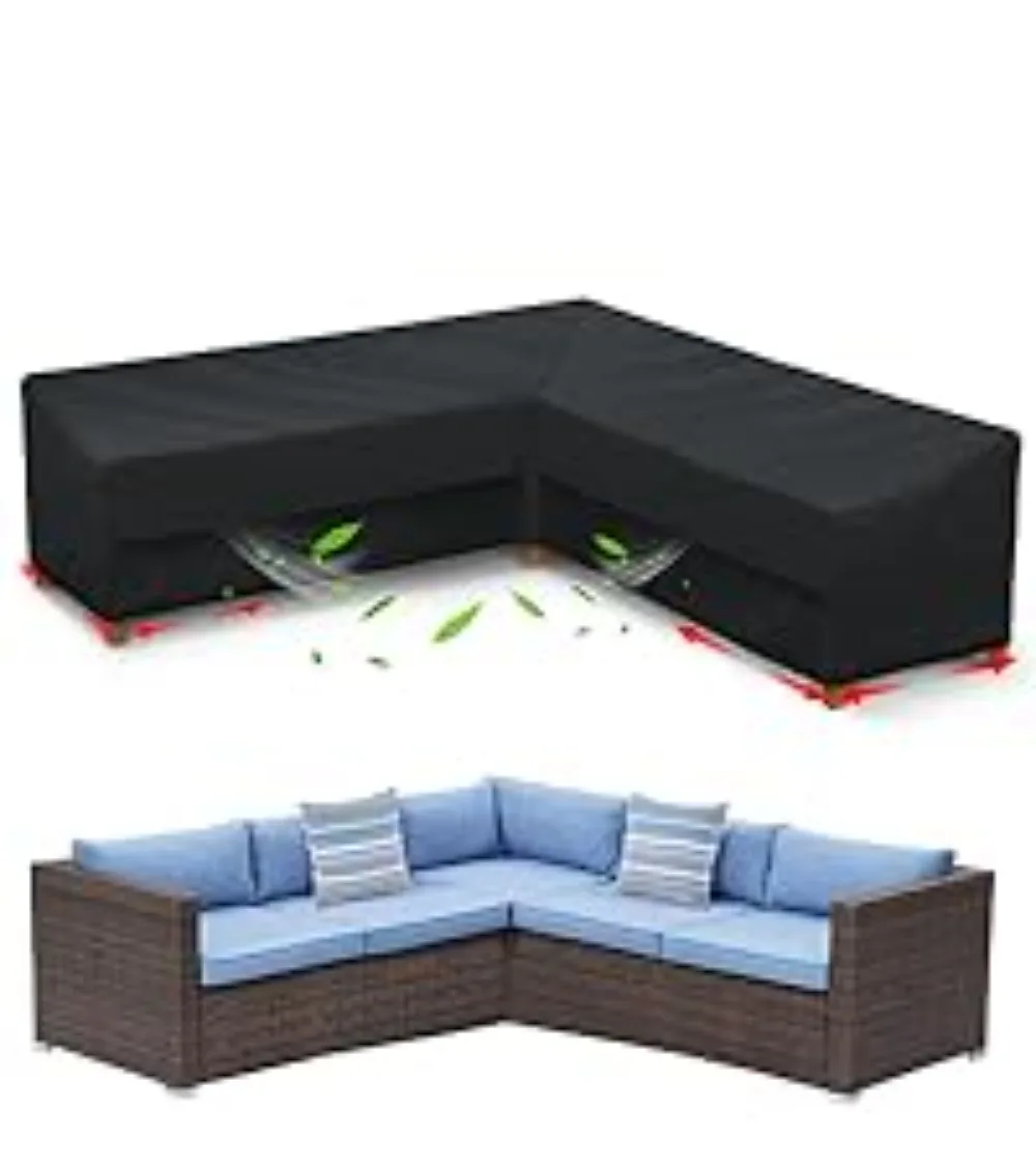 600D L-förmiger Terrassenbezug aus Polyester, wasserdicht und robust, mehrere Größen Image