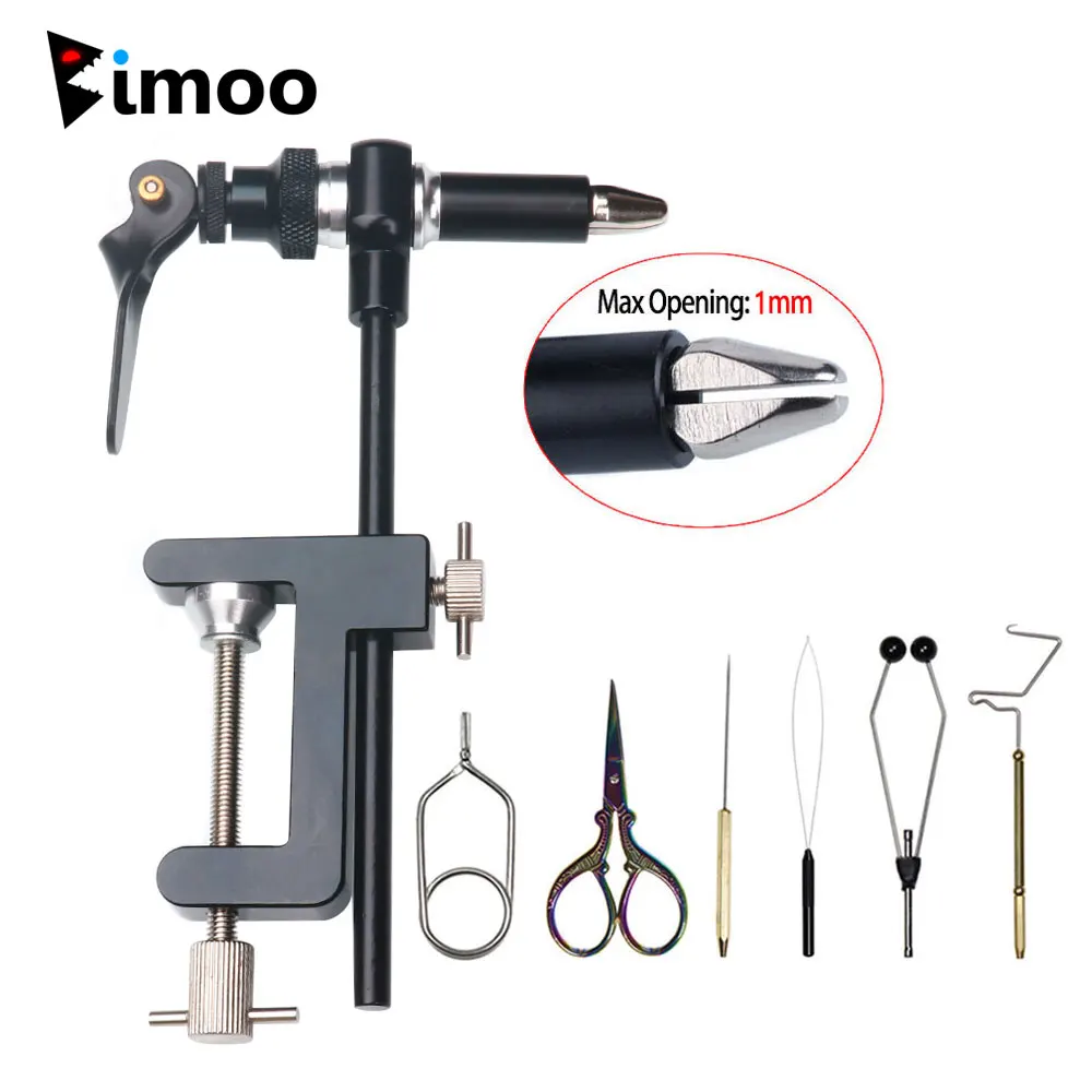 Bimoo 360° ° Rotation C-Clamp Fliegenbinde Schraubstock mit Backen aus gehärtetem Stahl 200D Gewindeset Spulenhalter Einfädler Fliegenbindewerkzeugsatz Image