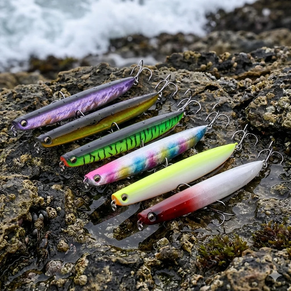 6-teiliges Schwimmköder-Set 12cm 18g mit 4 Stück # Haken-Topwater-Hardbait für Zander, Barsch, Hecht, Forelle mit schneller Wobble-Aktion Image