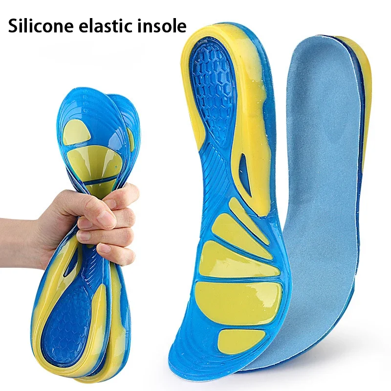 Silikon-Gel-Einlegesohlen, Fußpflege für Plantarfasziitis, Fersensporn, Laufen, Sport-Einlegesohlen, Stoßdämpfungspolster, orthopädische Einlegesohle für den Bogen Image
