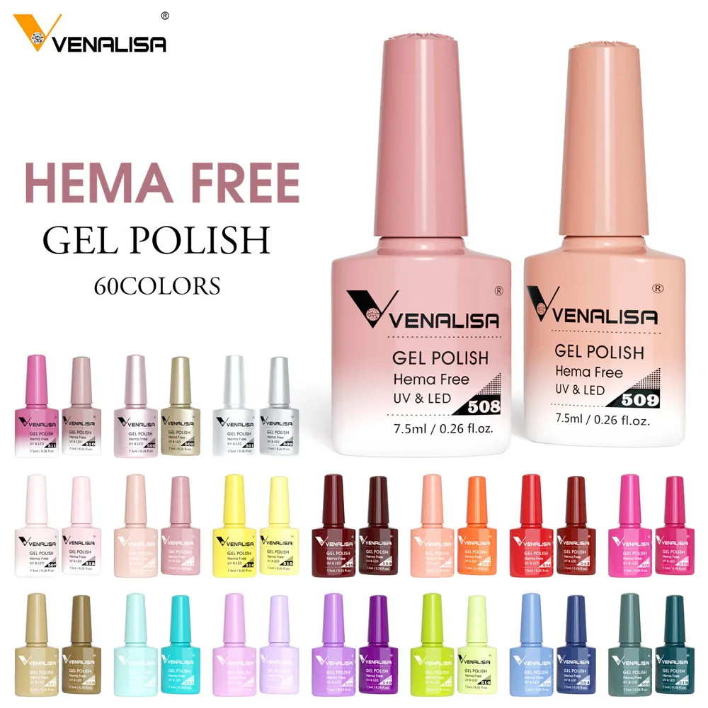 VENALISA VIP5 Luxus-Gel-Nagellack, 7,5 ml, HEMA-freie und TPO-freie Formel, hochglänzendes, semi-permanentes Soak-Off-UV-LED-Gel für Nägel Image