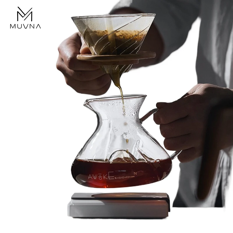 MUVNA Tornado Barista Glas-Kaffeekaraffe 450ML, Espresso- und Cold-Brew-Aufgießkanne, Hitzebeständiger Sharing-Krug Image