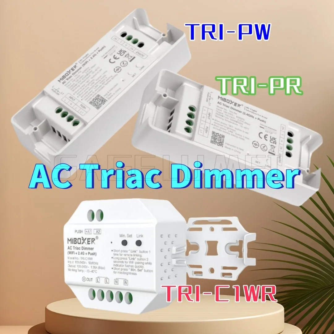 Miboxer (TRI-PR 2.4G) (TRI-PW WiFi+ 2,4GHz+Push) (TRI-C1WR WiFi+2,4G+Push) AC 100-240V 500W AC Triac Dimmer Druckschalter Image