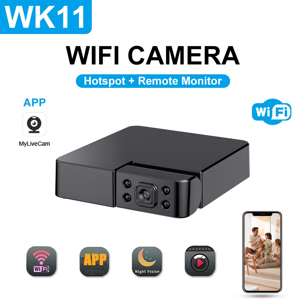Neue Mini-WLAN-Kamera, WLAN-Camcorder, kabelloses HD-Video, IR-Nachtsicht, Heimsicherheits-Überwachungskamera-Monitor für den Innenbereich Image