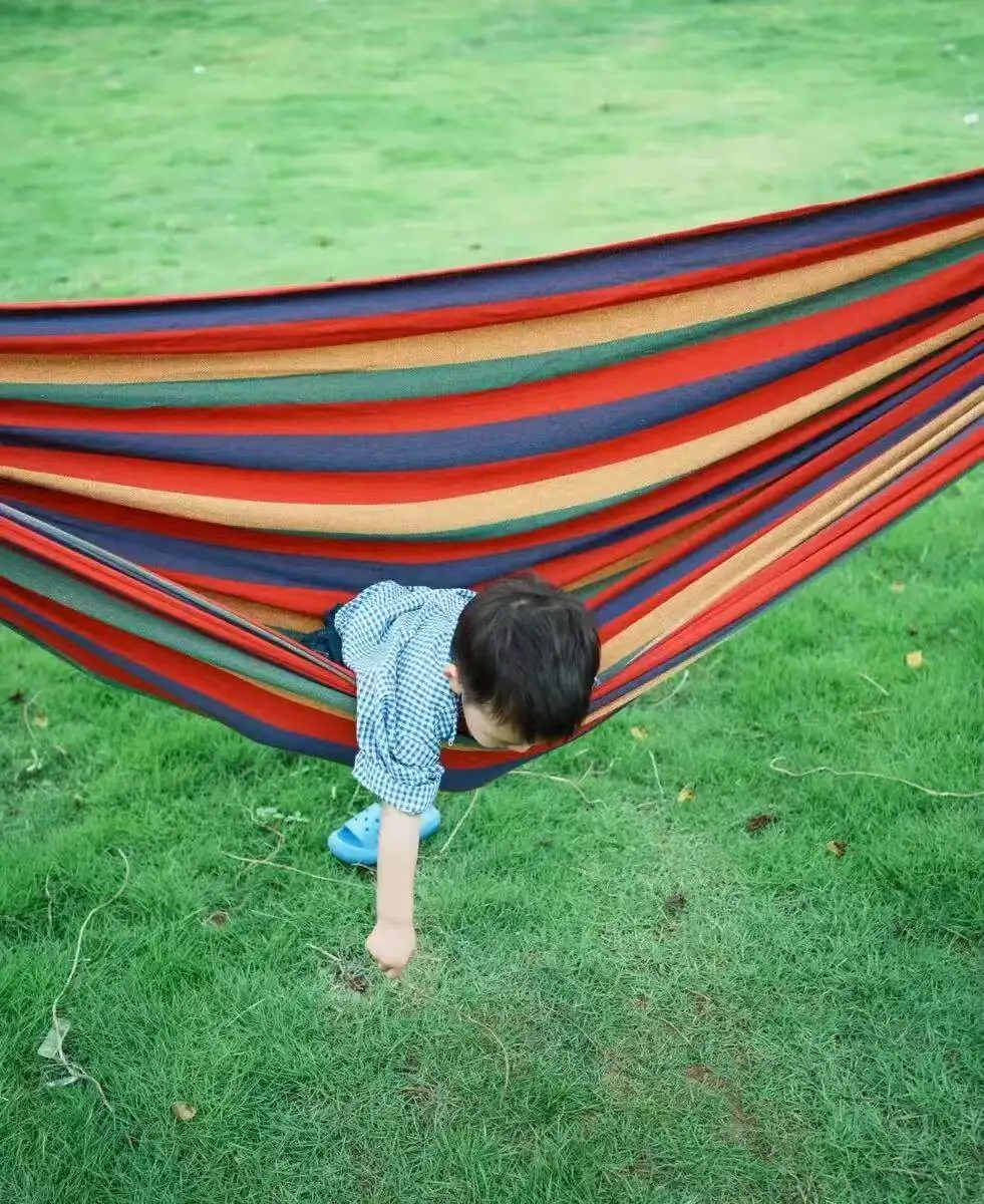 Camping-Hängematte, verdickte Doppel-Hängematte, Segeltuch-Baumwoll-Hängematte mit Baumgurten für Terrasse, Garten, Hinterhof, draußen und drinnen