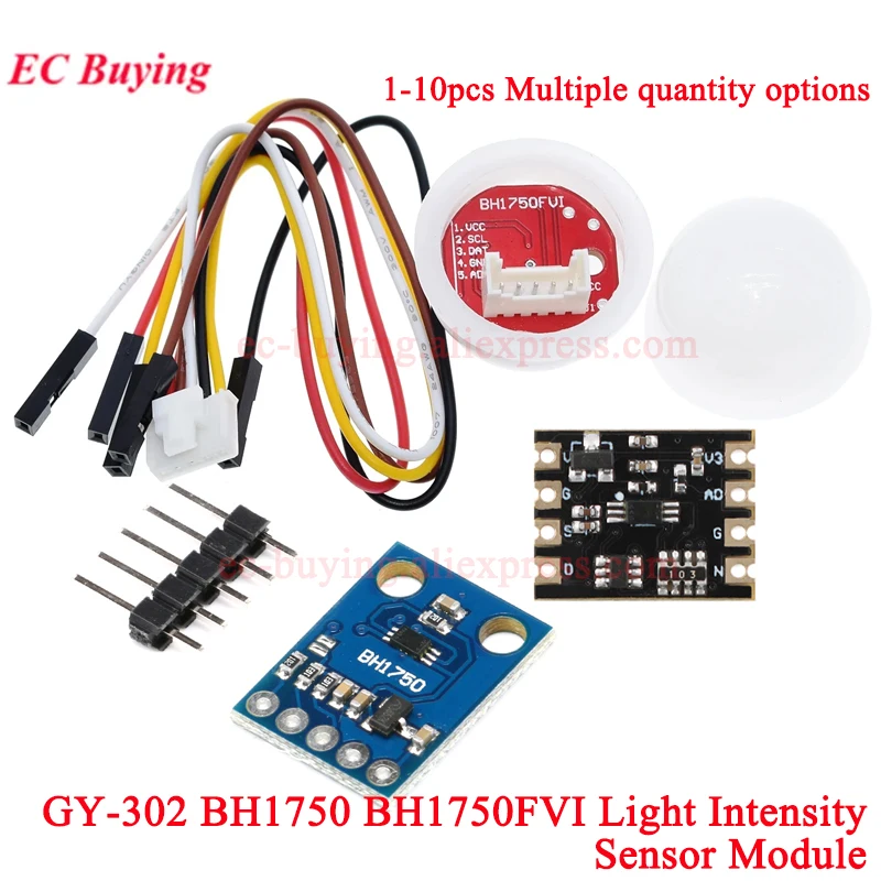 10 Stück/1 Stück GY-302 BH1750 BH1750FVI Digitales Licht Optische Intensität Beleuchtungssensormodul Kugel I2C für Arduino DC 3V-5V Image
