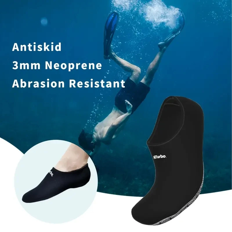 HiTurbo 3 mm Neoprensocken, rutschfeste Wassersocken-Schuhe, zum Tauchen, Schwimmen, Surfen, Schnorcheln Image