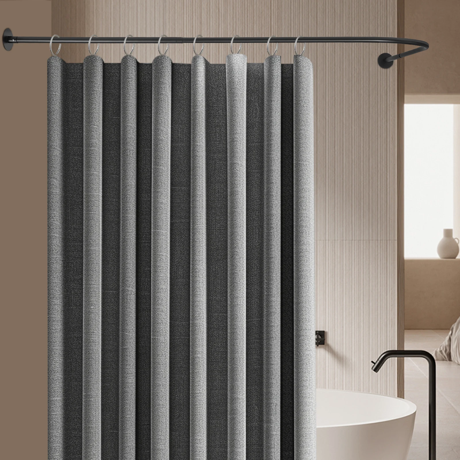 Ausziehbare Eck-Duschstange mit stabiler runder Basis, 17,64 lbs Tragfähigkeit, bohrfreie oder gebohrte Installation