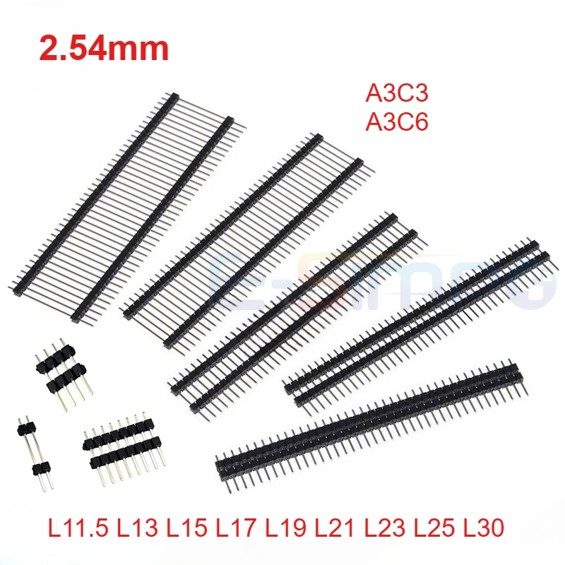 100 Stück 2,54 mm Gold einreihig doppelter Kunststoff 1 x 2/3/4/5/6/7–40P PCB Board Spacer männlich Pin Header lang 11,5/13/15/17/19/21/25/30 mm Image