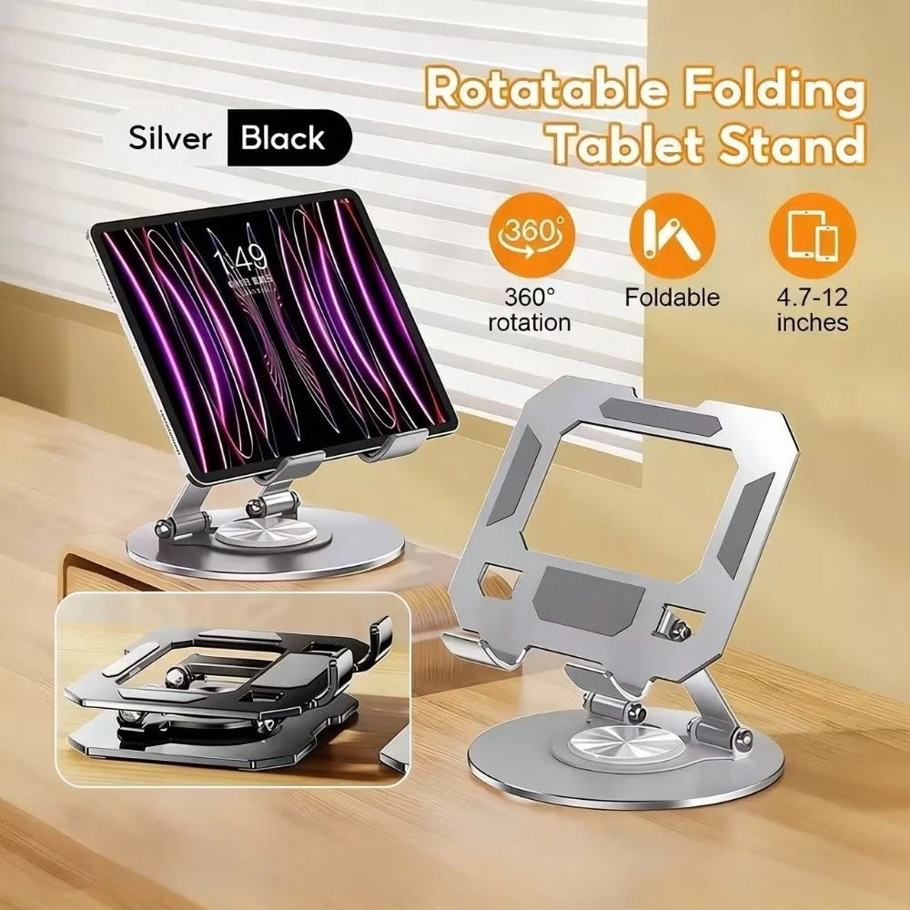 360 ° Drehbarer Tablet-Ständer, verstellbarer, faltbarer Desktop-Ständerhalter, kompatibel mit 4,7-12 Zoll iPad Pro/Air/Min Laptop Tablet Image