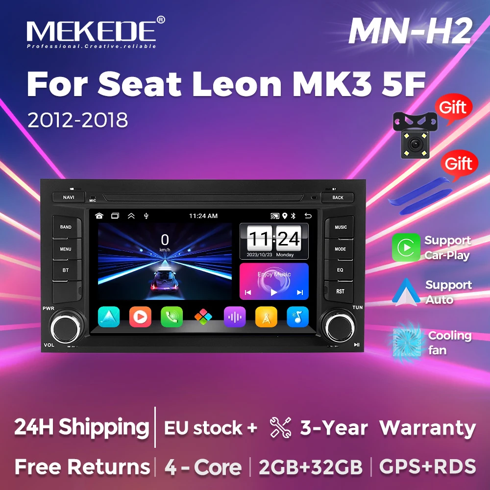 MEKEDE Neues 2026 Android 14 Autoradio für Seat Leon MK3 5F 2012-2018 DSP CarPlay Auto WiFi Bluetooth Smart Car System 2DIN GPS-Navigation KEIN DVD