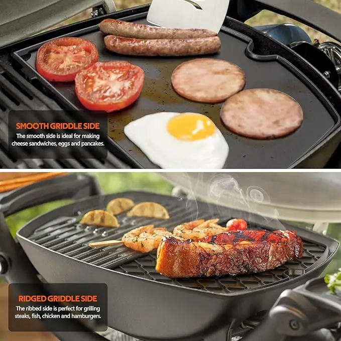 Platte für Weber Q300 /// Q320 /// Q3000 Q3100 /// Q3200 Gasgrill, antihaftbeschichtete Kochflächen, gleichmäßige Hitze ////////// Image