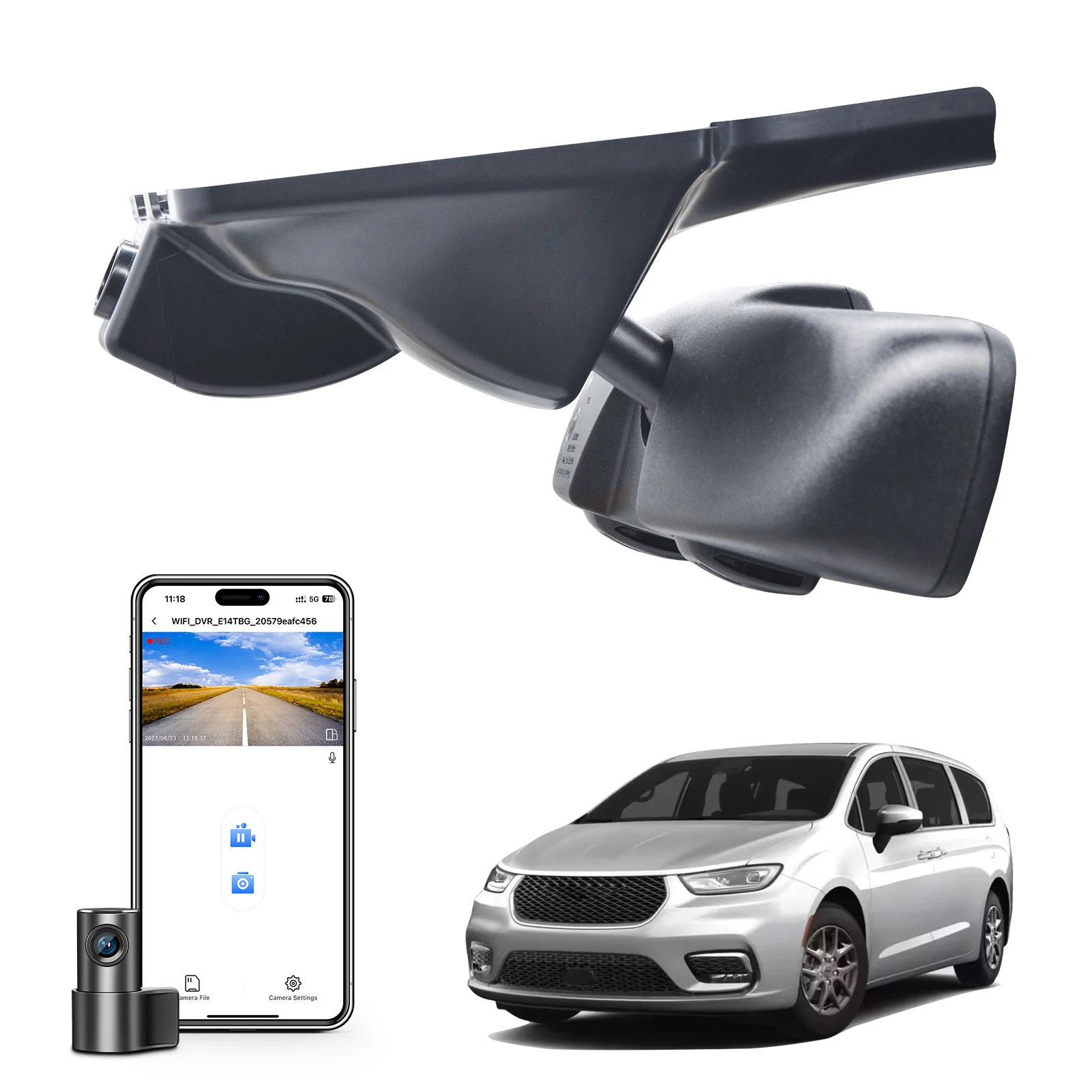 Mangoal Dashcam 4K für Chrysler Pacifica Autokamera 2017-2026 Nachtsicht WLAN & APP GPS Plug-and-Play Rekorder Image