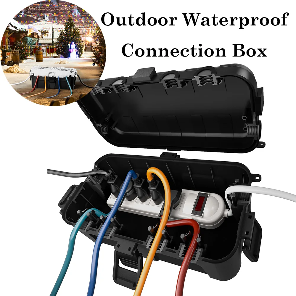 Mittelgroße wasserdichte elektrische Außenbox (11,5x5,2x4 Zoll) IP54 Verlängerungskabelabdeckung für Steckdosenleiste, Timer, Stecker, Weihnachtsbeleuchtung Image
