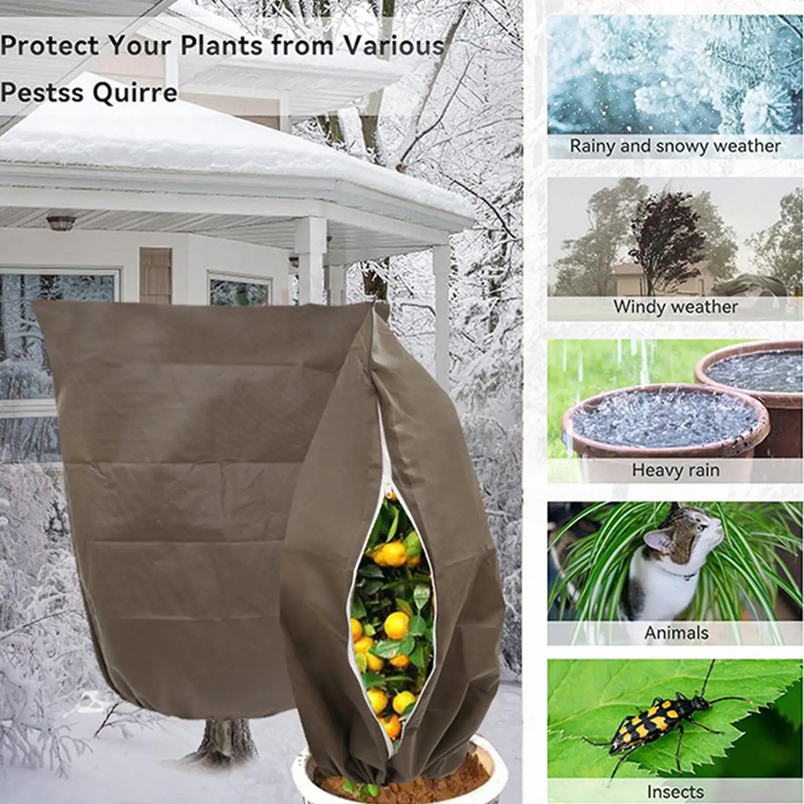 Pflanzenabdeckungen, Anti-Frost-Schutzabdeckungen, Winter-Pflanzenschutztasche, Winter, warmer Baum, Strauch, Schutztasche, Pflanzen-Frost-Tuch Image