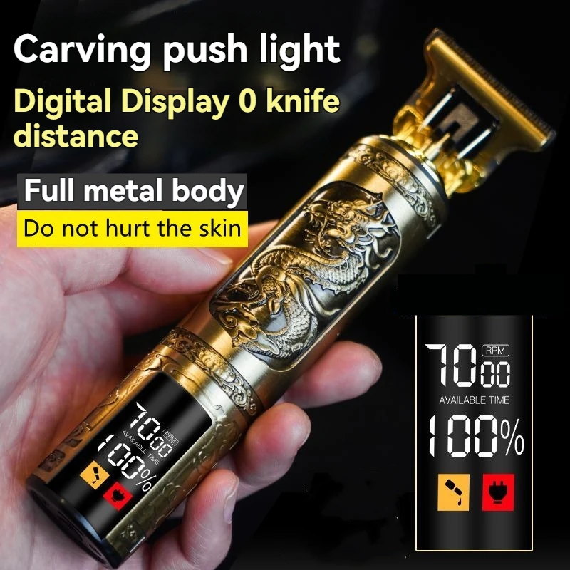 Professionelle 3-Gang-Einstellschere, Bartschneider mit LED-Anzeige, Messerkopf aus USB-Legierung, Zubehör für Lithium-Batterien Image